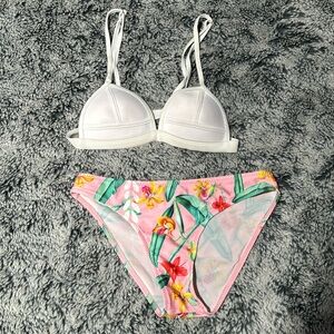 White and Floral Bikini